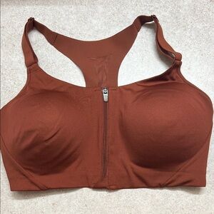 all in motion Brown Front-Zip Racerback Sports Bra